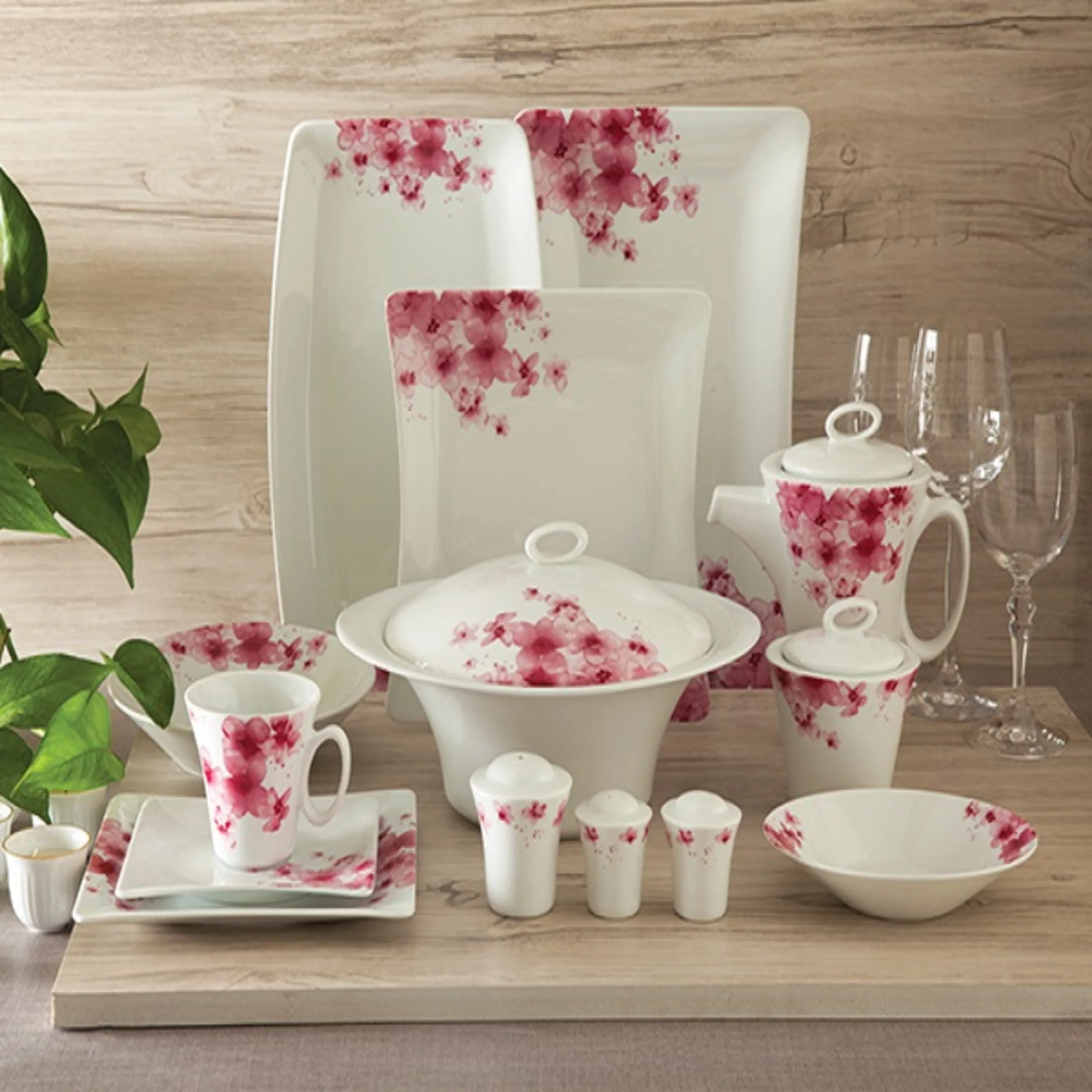 سرویس چینی زرین 6 نفره 30 پارچه غذاخوری آزالیا پینک